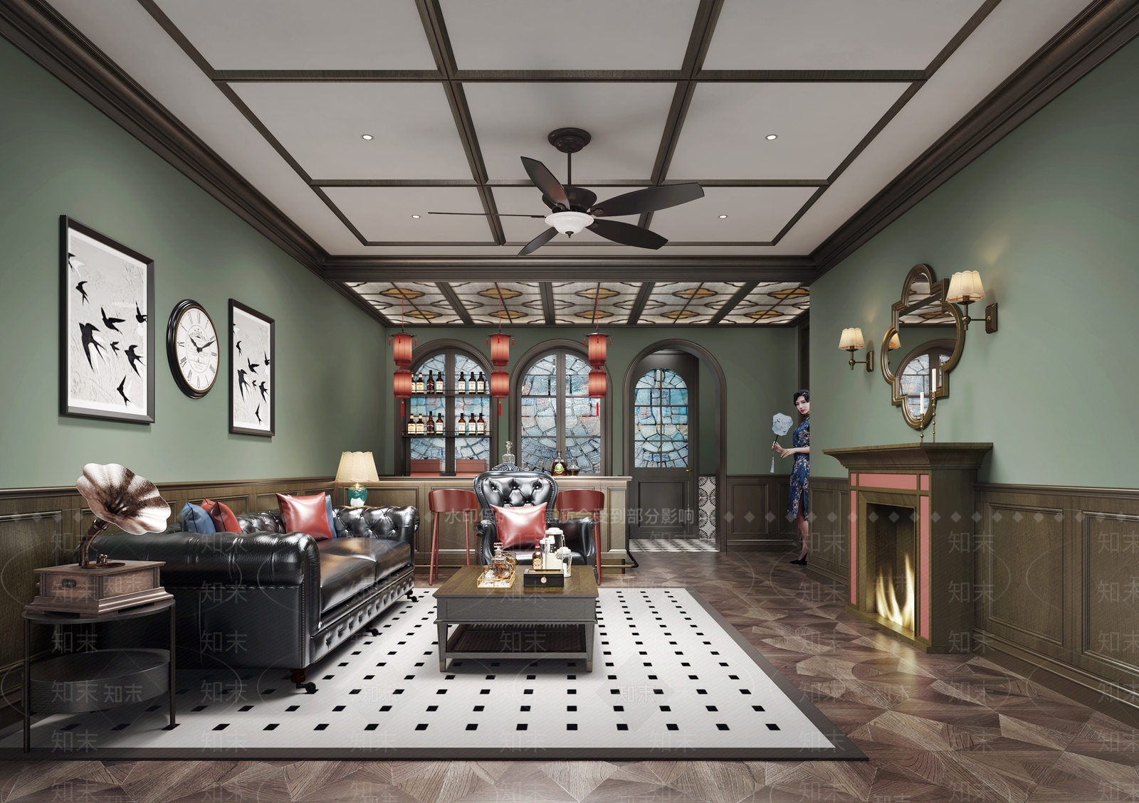 复古美式民宿3D模型下载【ID:1198168672】