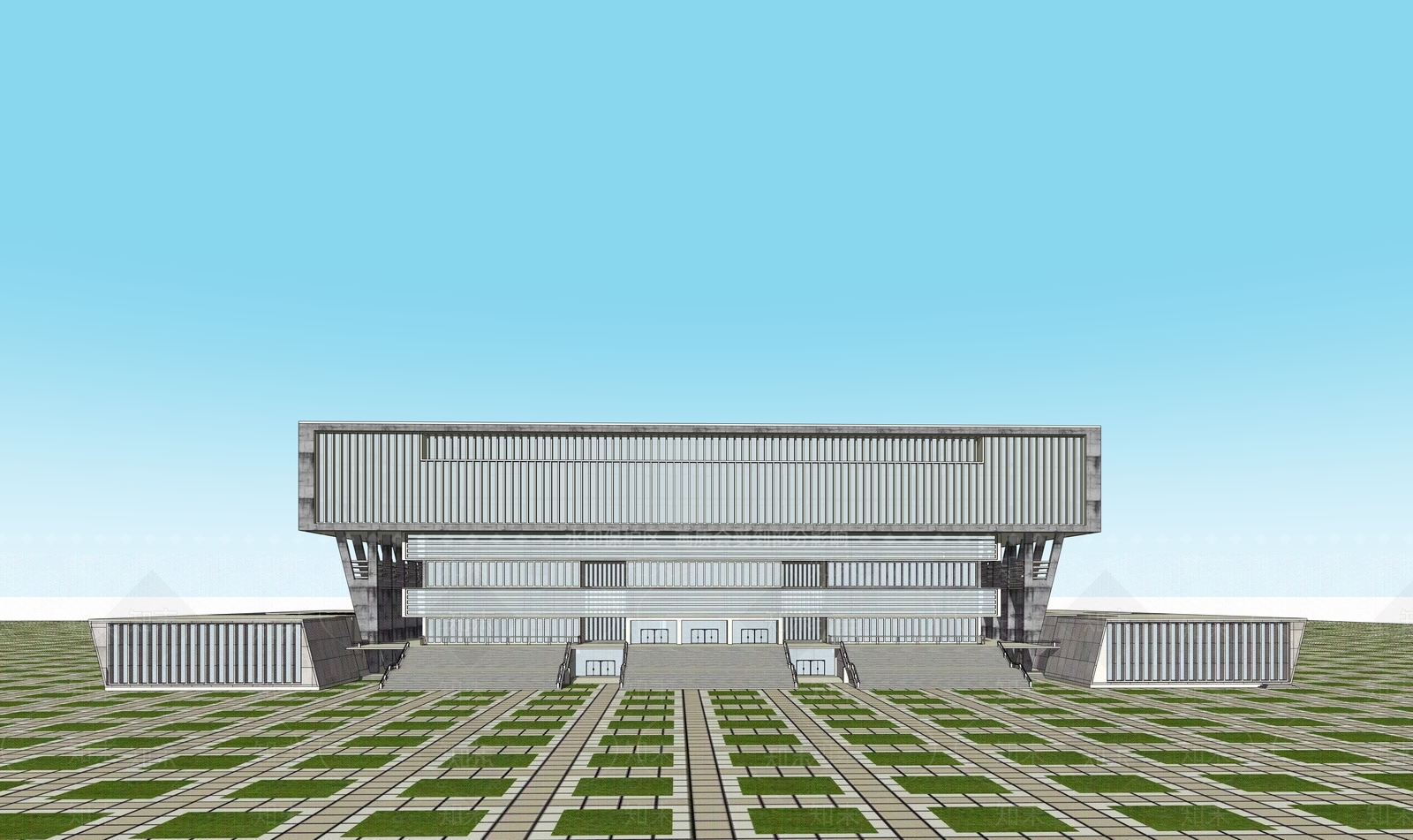 现代极简图书馆SU模型下载【ID:1198169761】