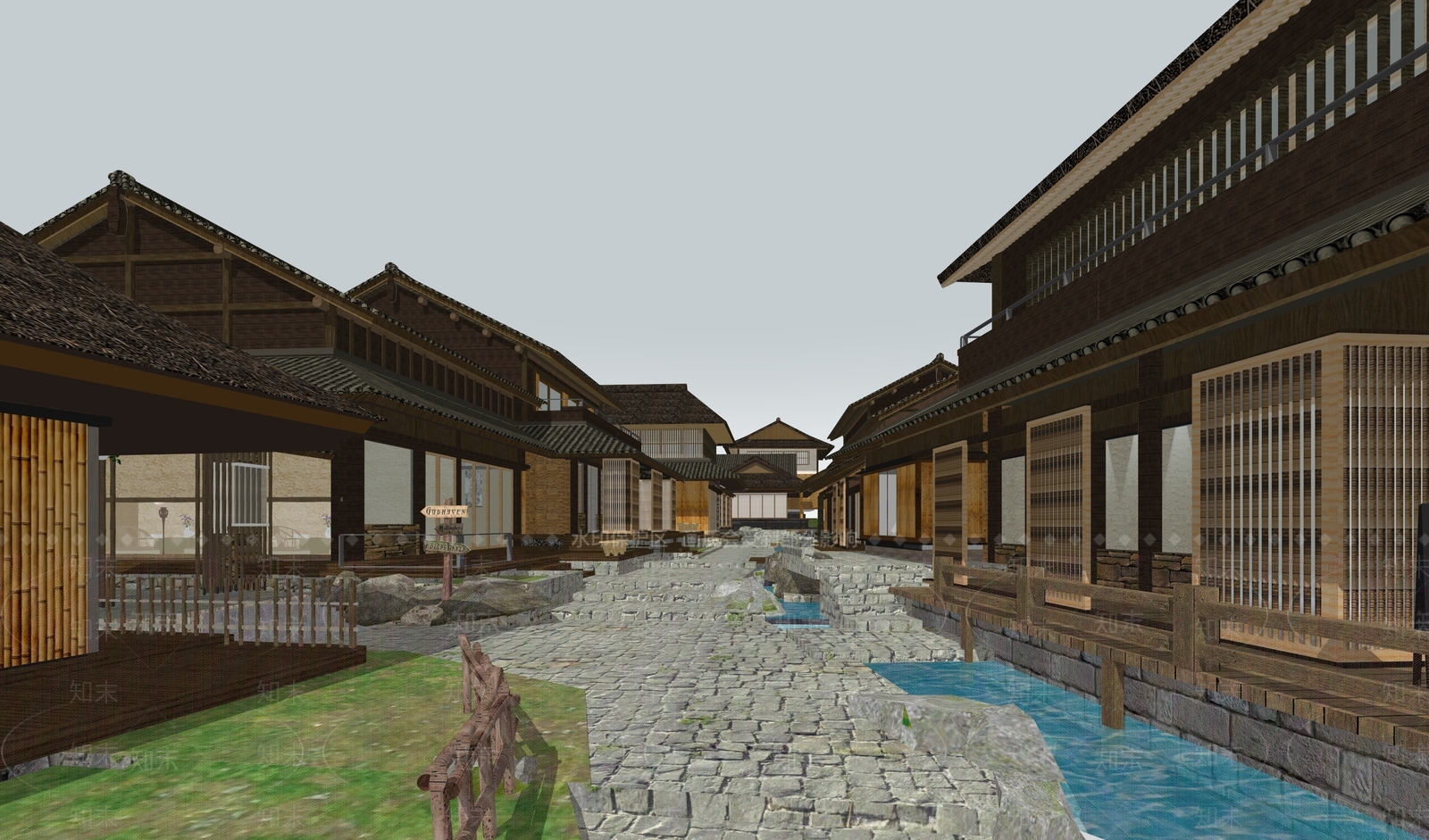 新中式中式商业街SU模型下载【ID:1198172167】