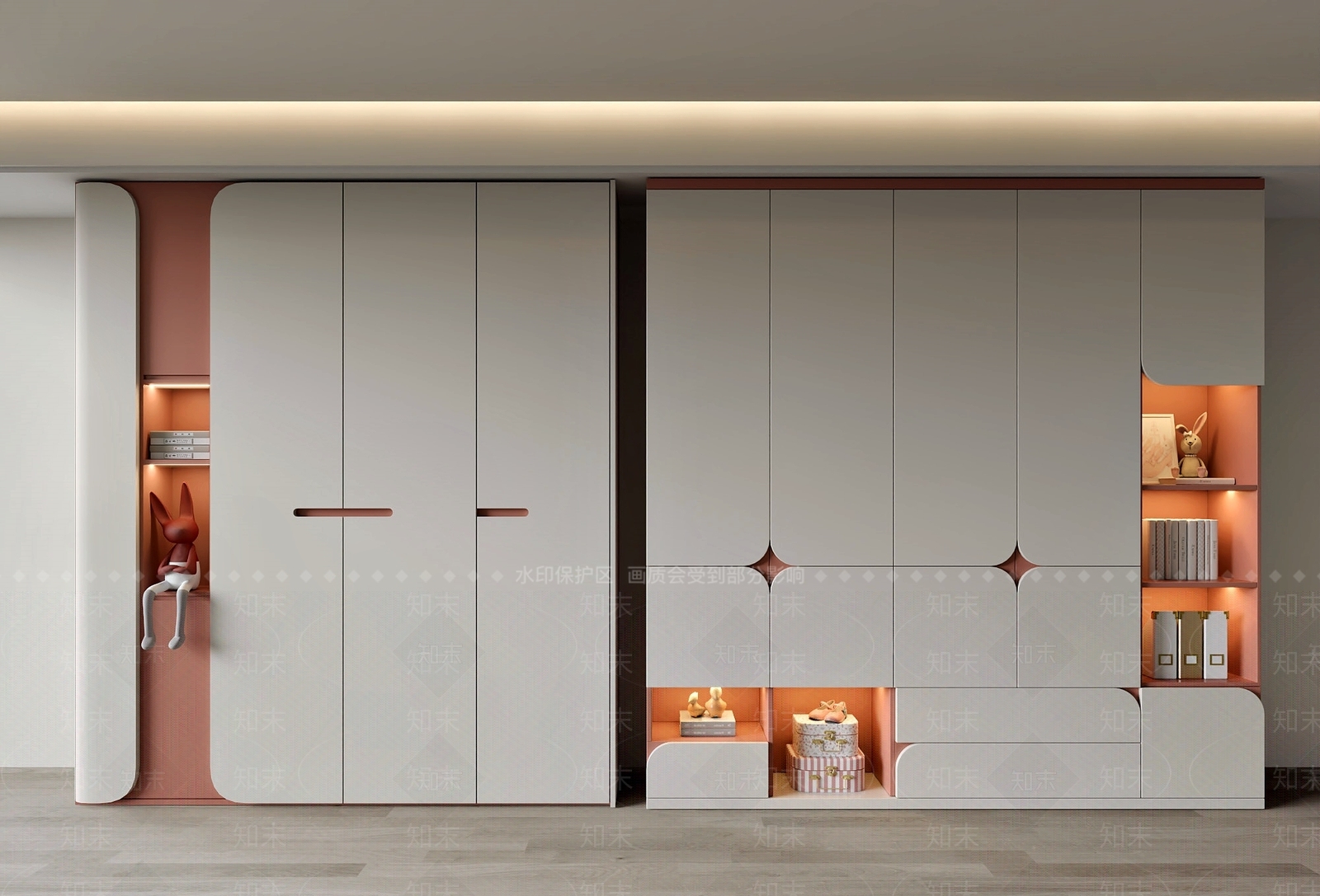 现代奶油衣柜3D模型下载【ID:1198172801】