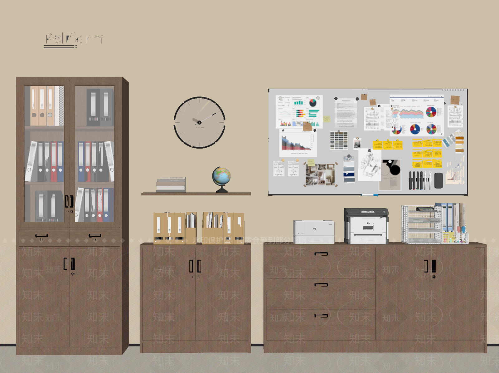 现代办公用品SU模型草图