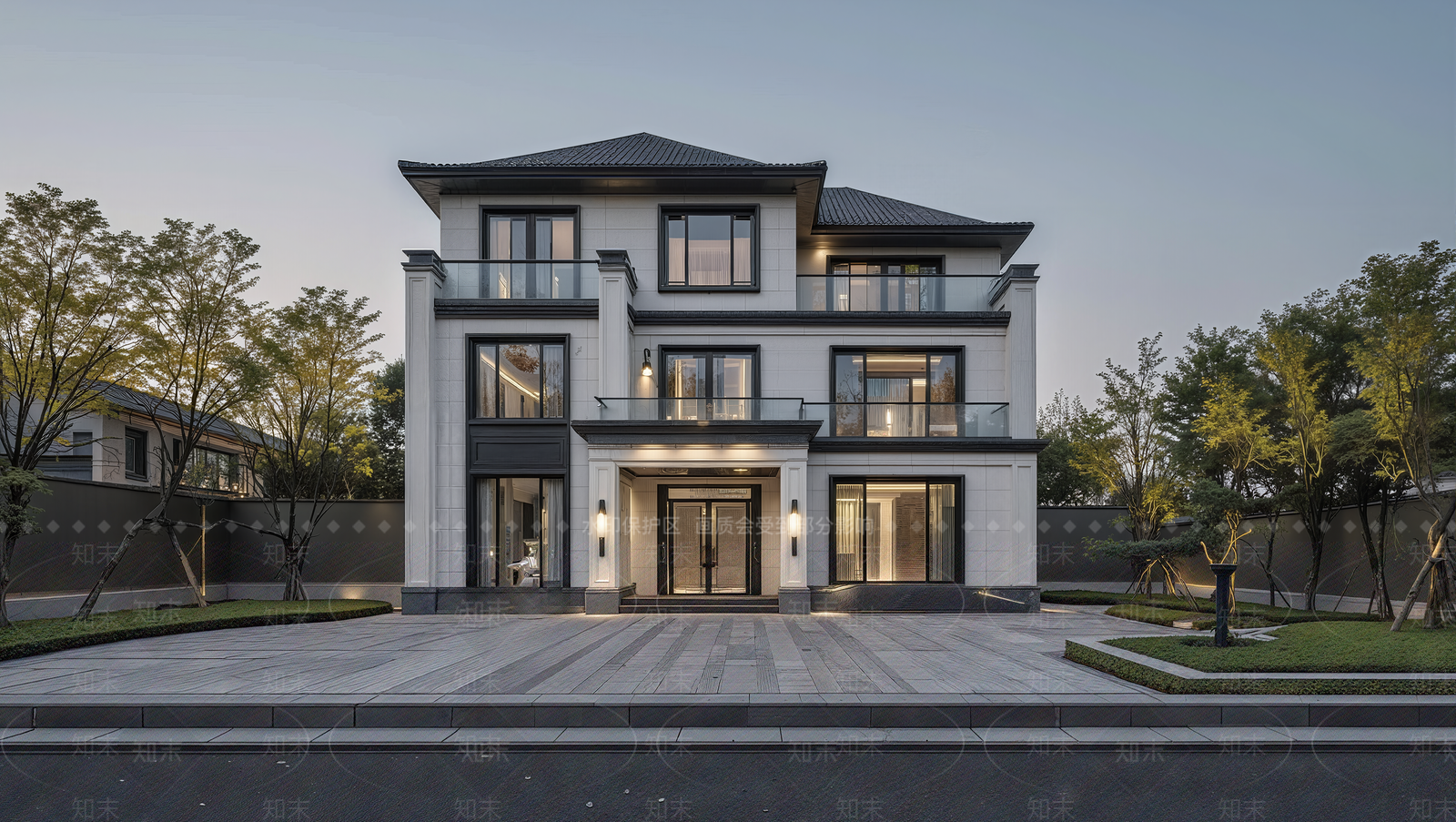 新中式轻奢独栋别墅SU模型下载【ID:1198177832】