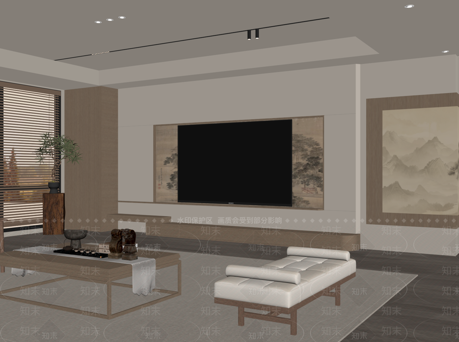 新中式背景墙SU模型下载【ID:1198181296】