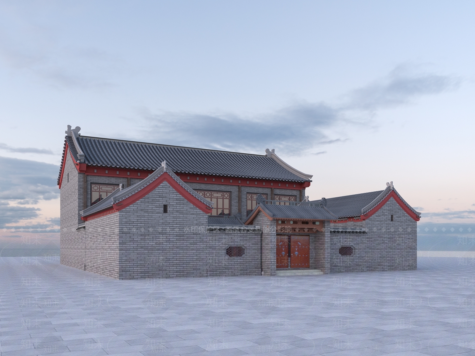 中式四合院3D模型下载【ID:1198181405】