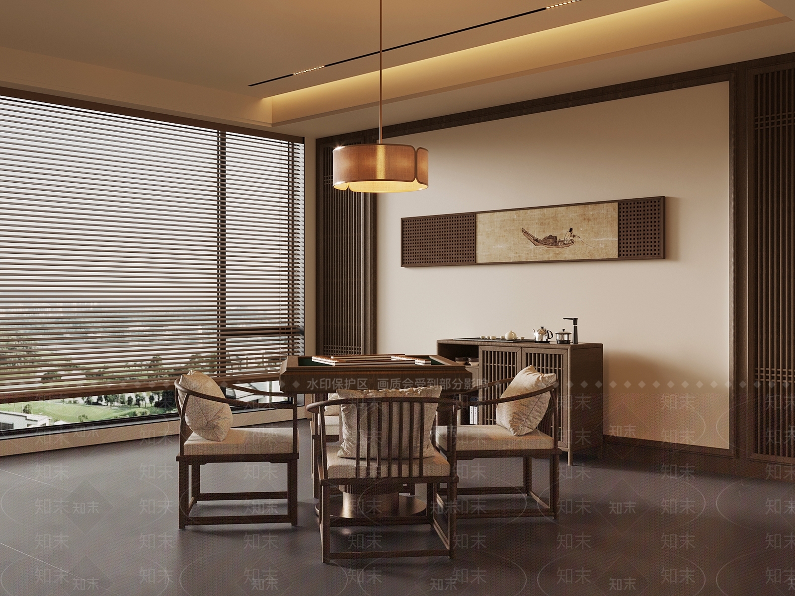 新中式棋牌室3D模型下载【ID:1198184466】