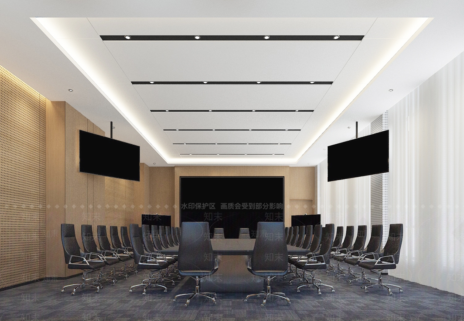 现代原木会议室3D模型下载【ID:1198185259】
