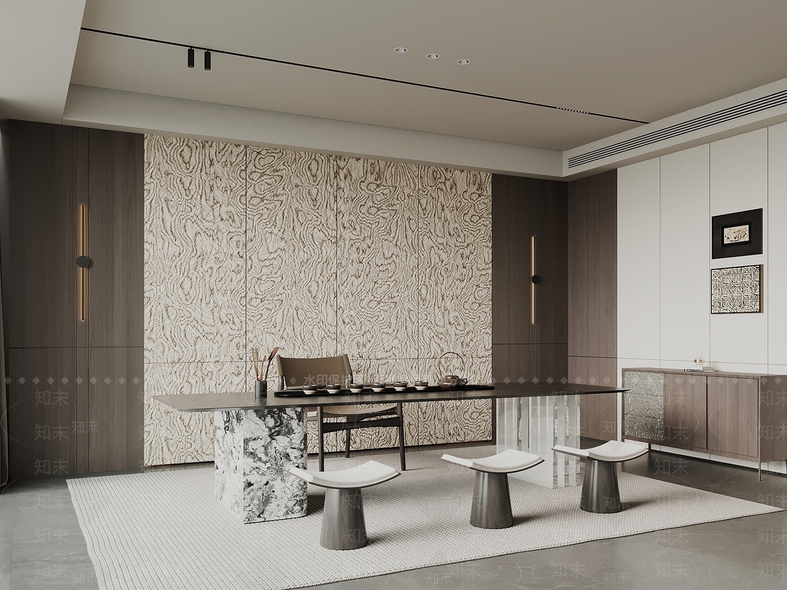 现代意式书房3D模型下载【ID:1198185464】