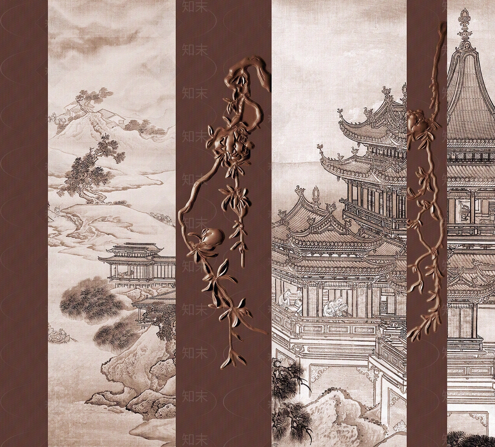 新中式中式硬包贴图下载【ID:1198186162】