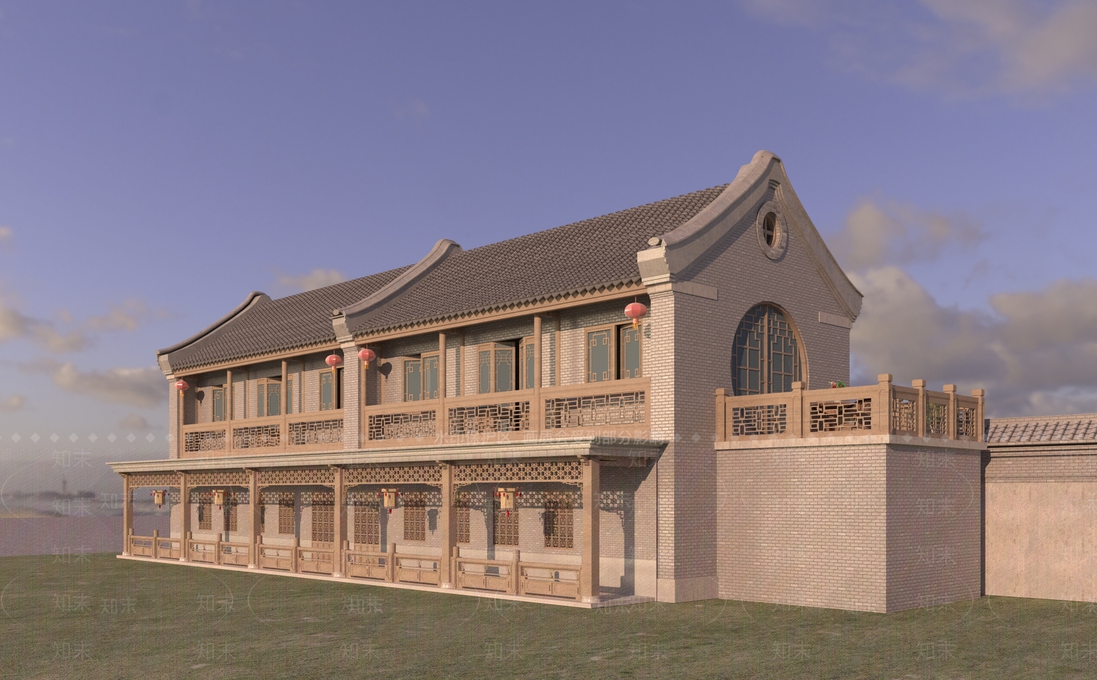 中式复古四合院3D模型下载【ID:1198186565】