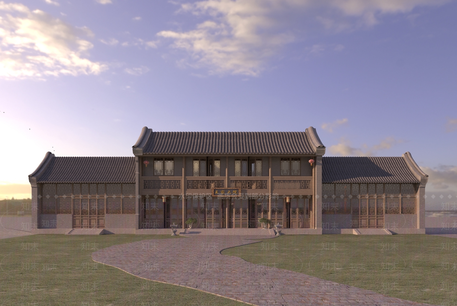 中式复古四合院3D模型下载【ID:1198186565】