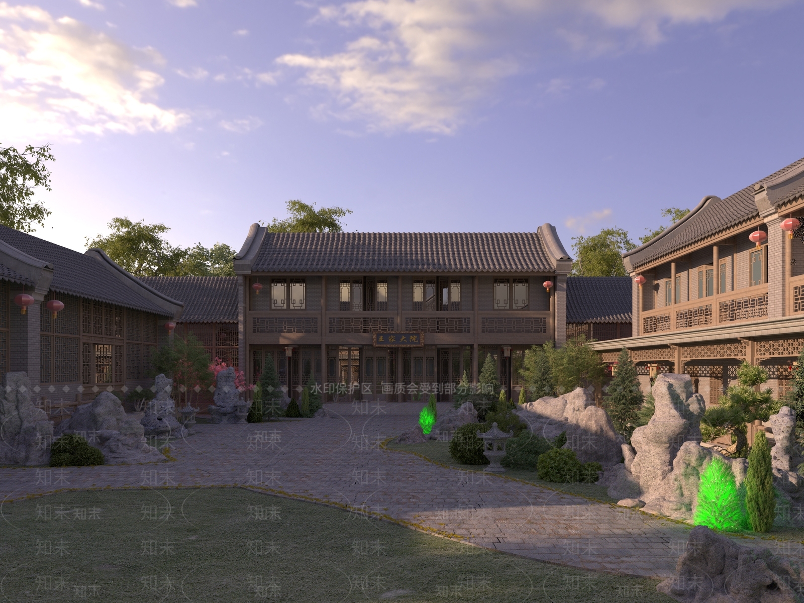 中式复古四合院3D模型下载【ID:1198186565】