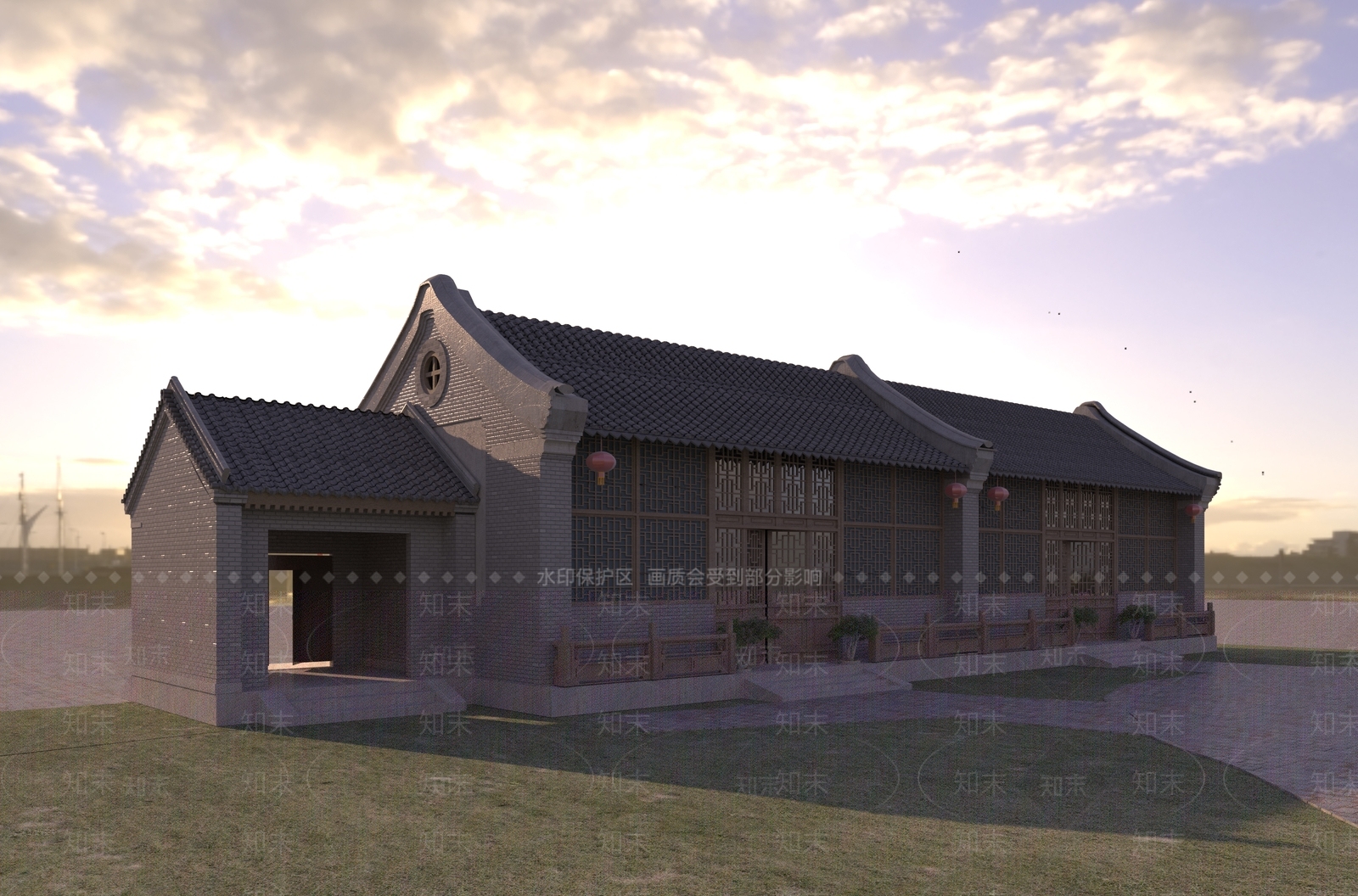 中式复古四合院3D模型下载【ID:1198186565】