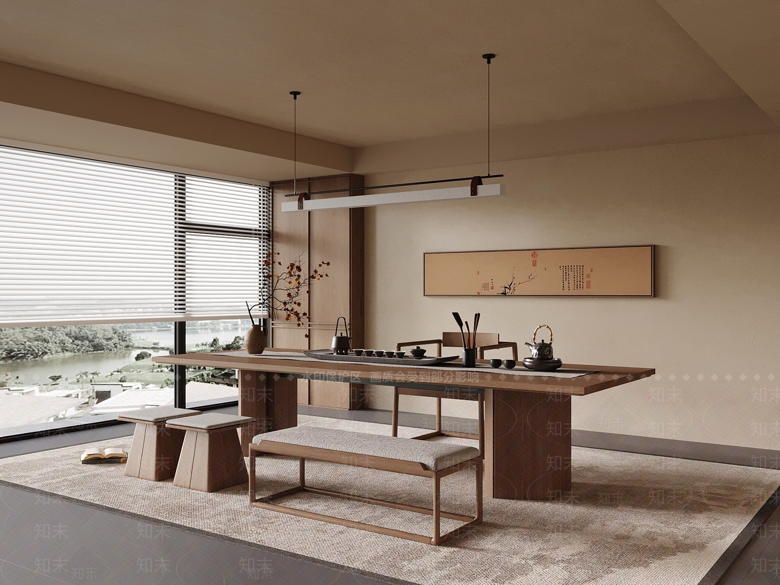 新中式茶室SU模型下载【ID:1198186812】