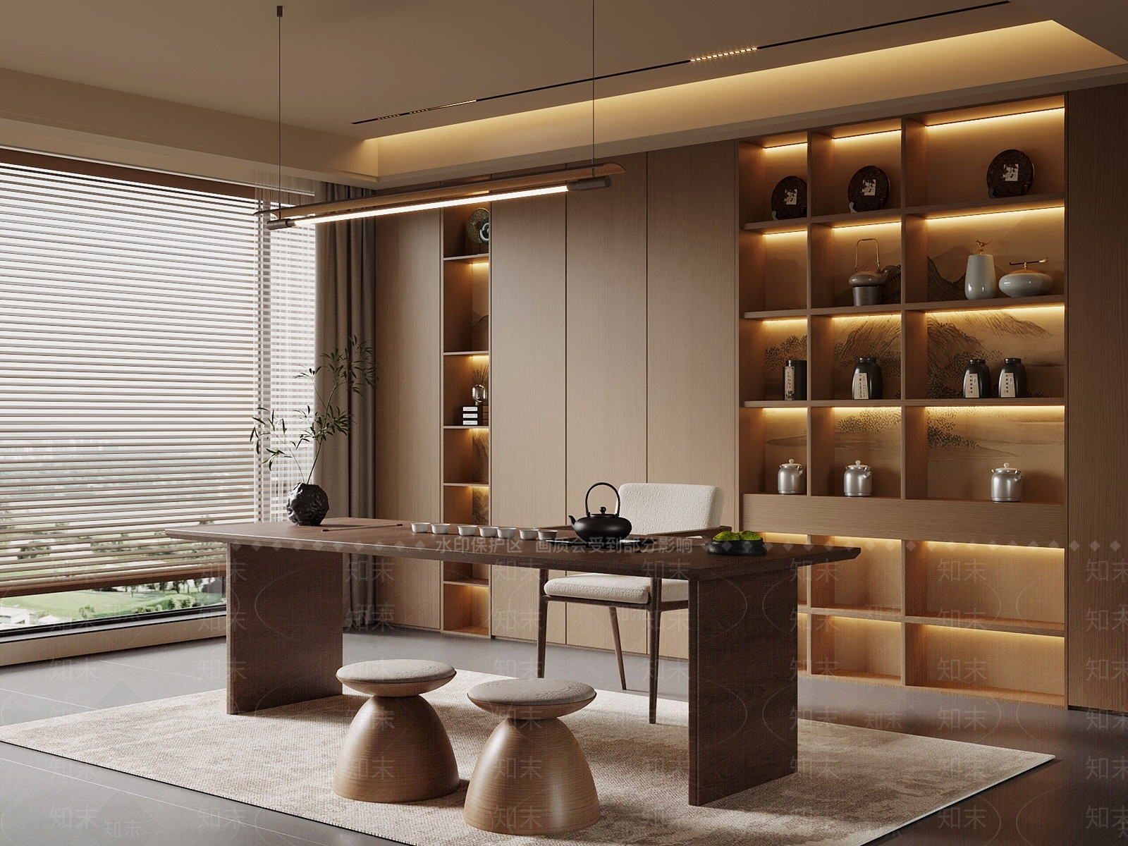 新中式茶室SU模型下载【ID:1198188511】