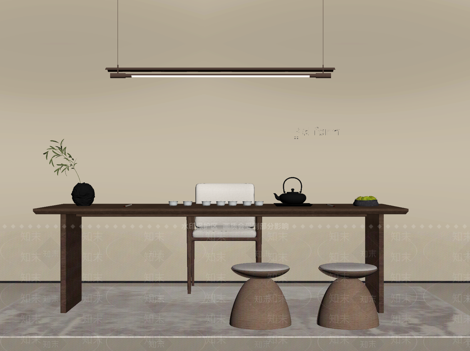 新中式茶桌椅SU模型下载【ID:1198188695】