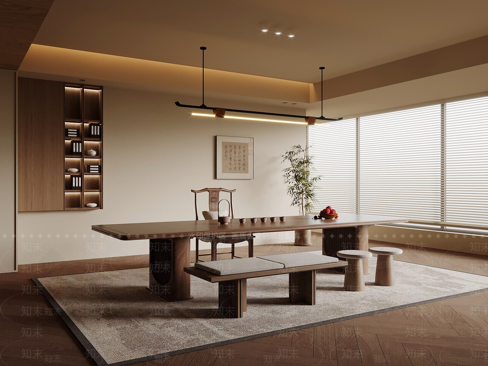 新中式茶室SU模型下载【ID:1198188962】