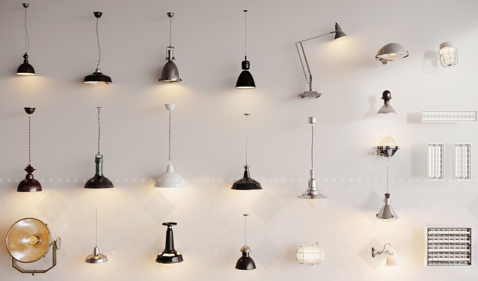 工业复古吊灯3D模型下载【ID:1198189513】