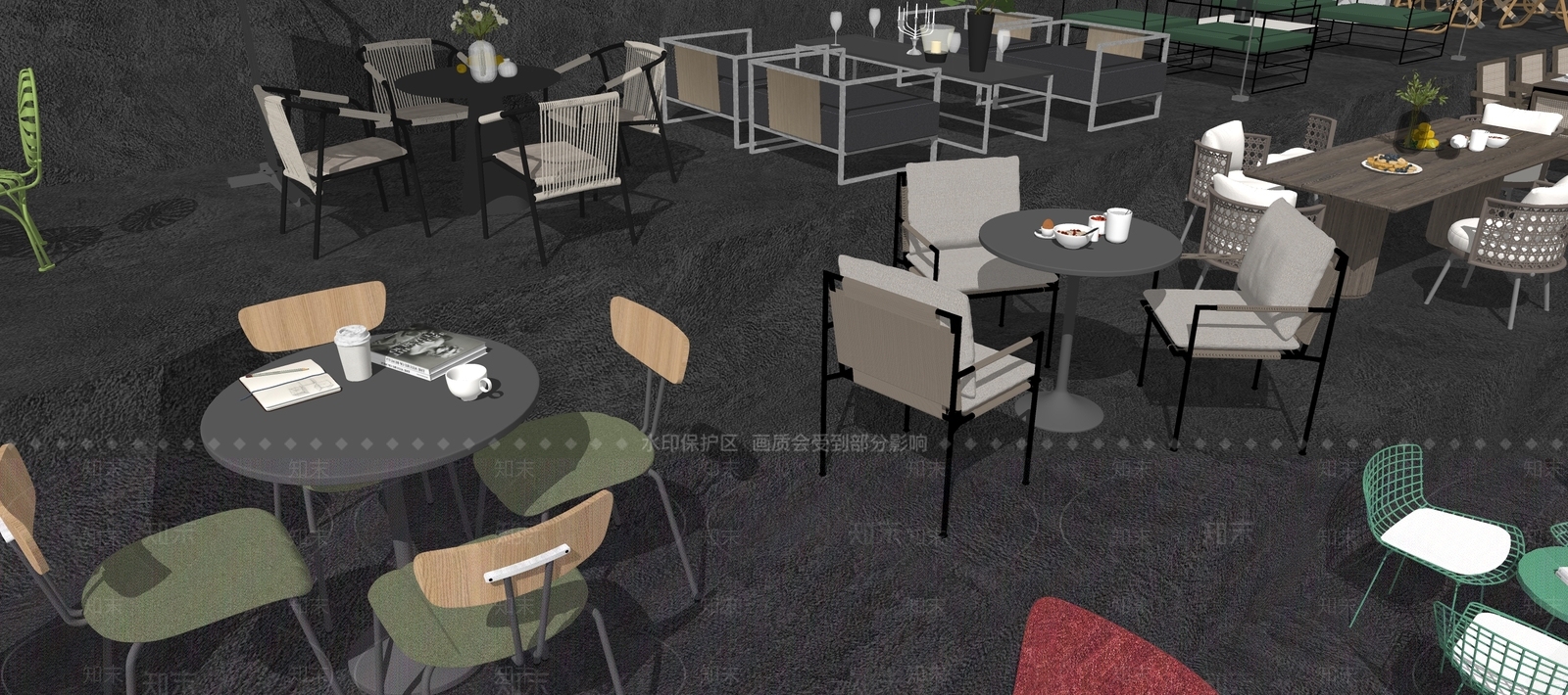 现代户外桌椅SU模型下载【ID:1198189196】