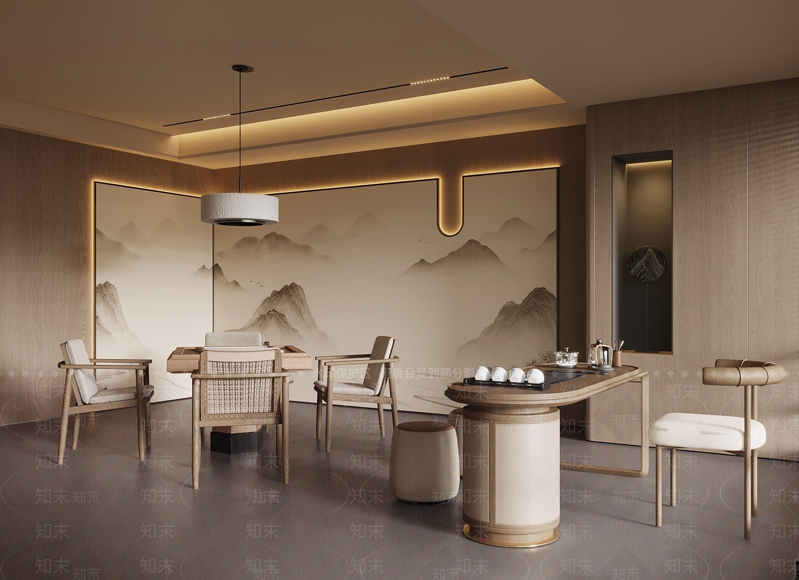 新中式棋牌室SU模型下载【ID:1198189914】