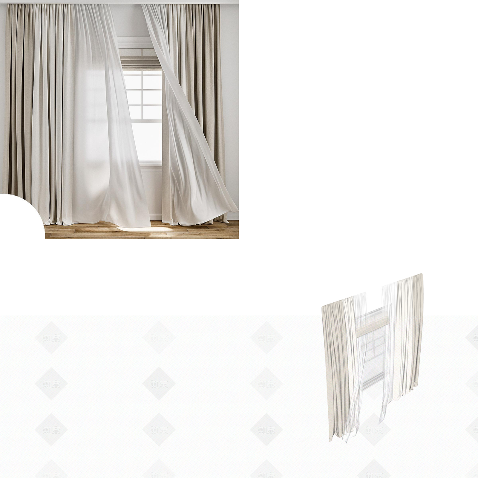 欧式美式窗帘SU模型下载【ID:1198192697】