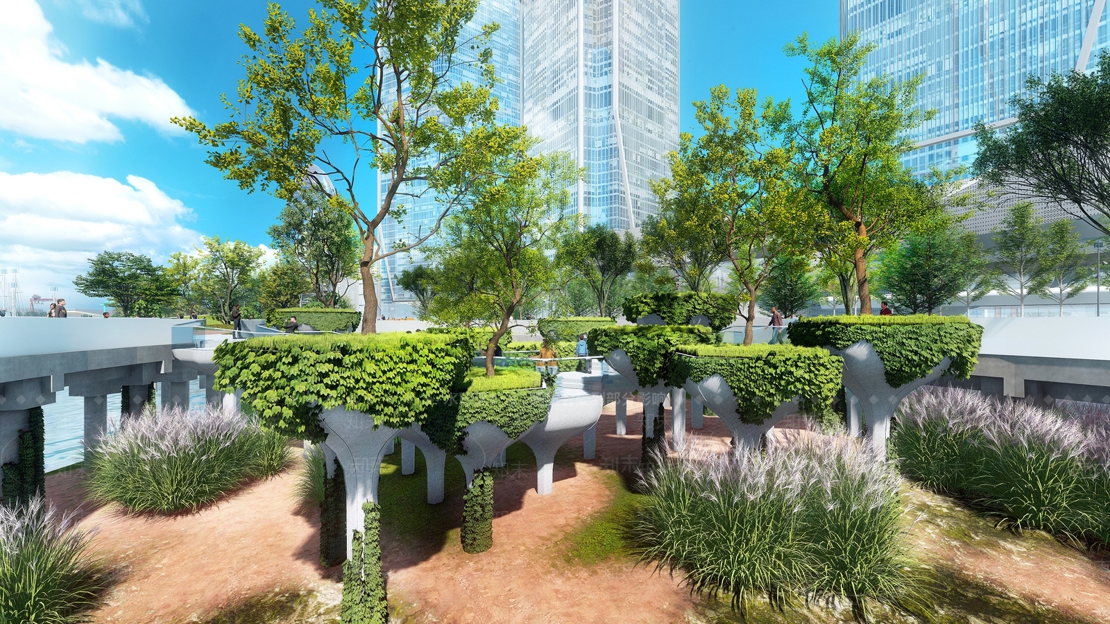 现代简约滨水景观SU模型下载【ID:1198193901】