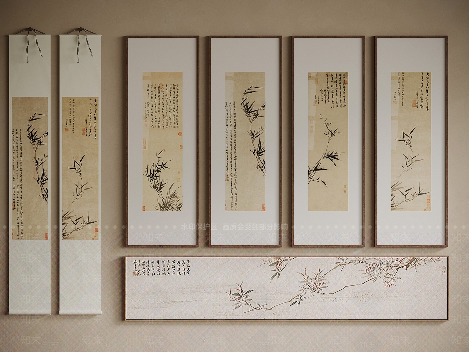 新中式挂画SU模型下载【ID:1198193565】