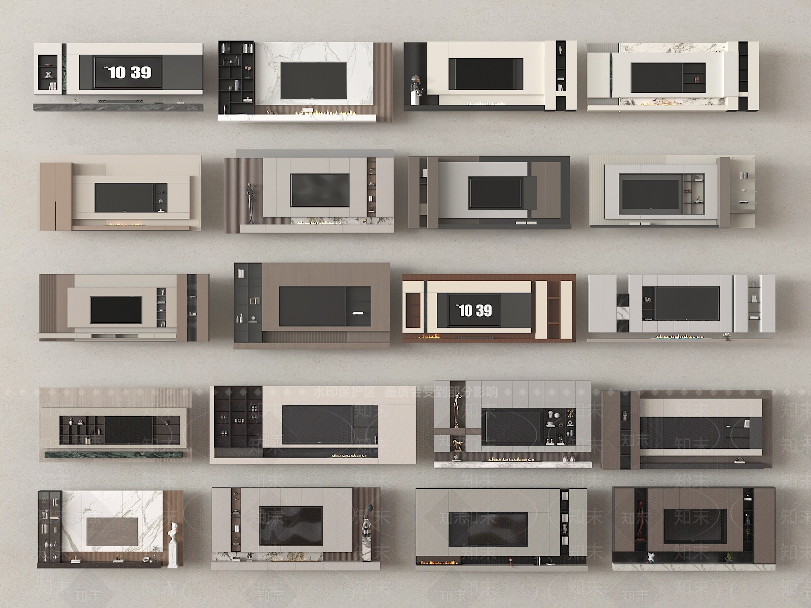 现代电视背景墙3D模型下载【ID:1198203018】