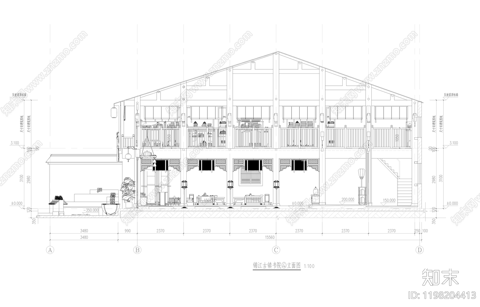 中式禅意其他商业建筑cad施工图下载【ID:1198204413】