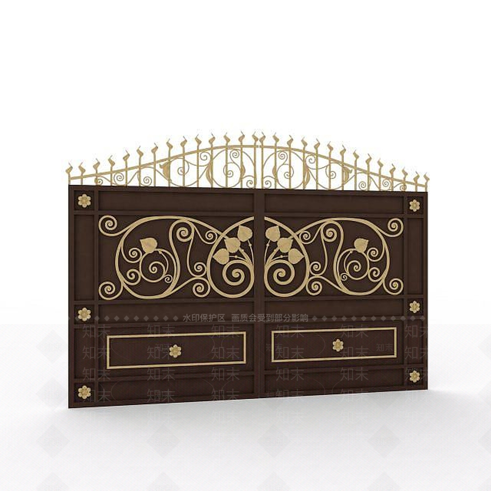 现代室外铁艺大门3D模型下载【ID:1198208250】