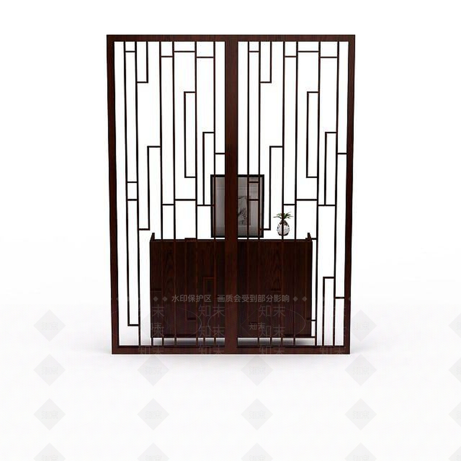 中式镂空隔断3D模型下载【ID:1198209246】
