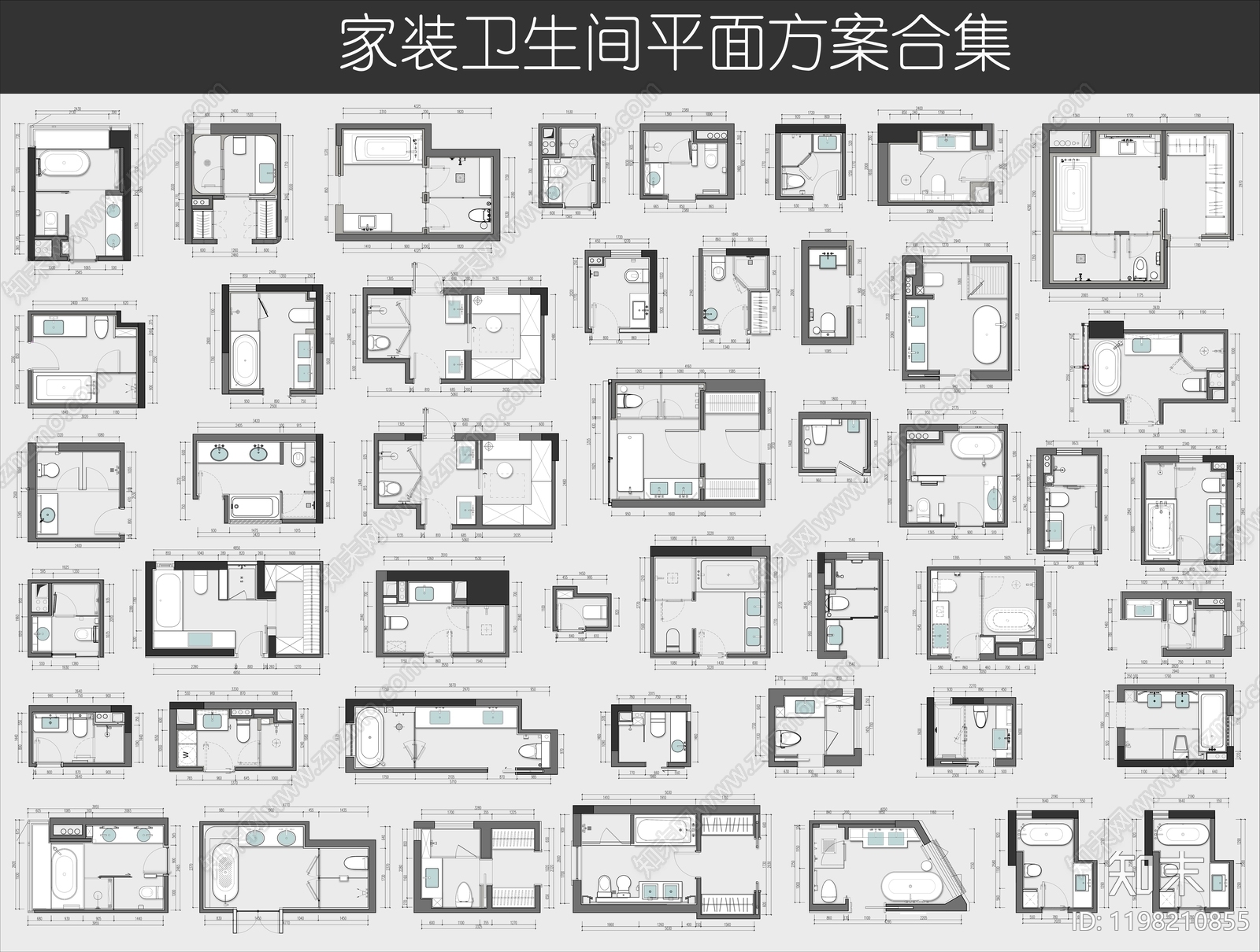 现代卫生间施工图下载【ID:1198210855】