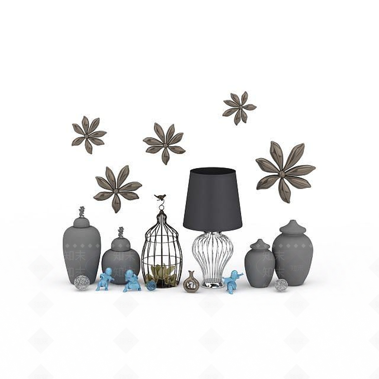 现代办公室陈设品3D模型下载【ID:1198211396】