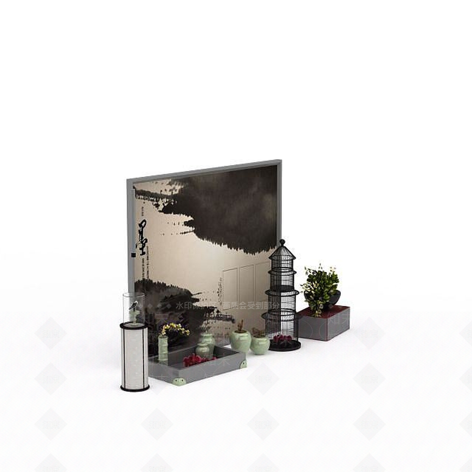 现代办公室陈设品3D模型下载【ID:1198211878】