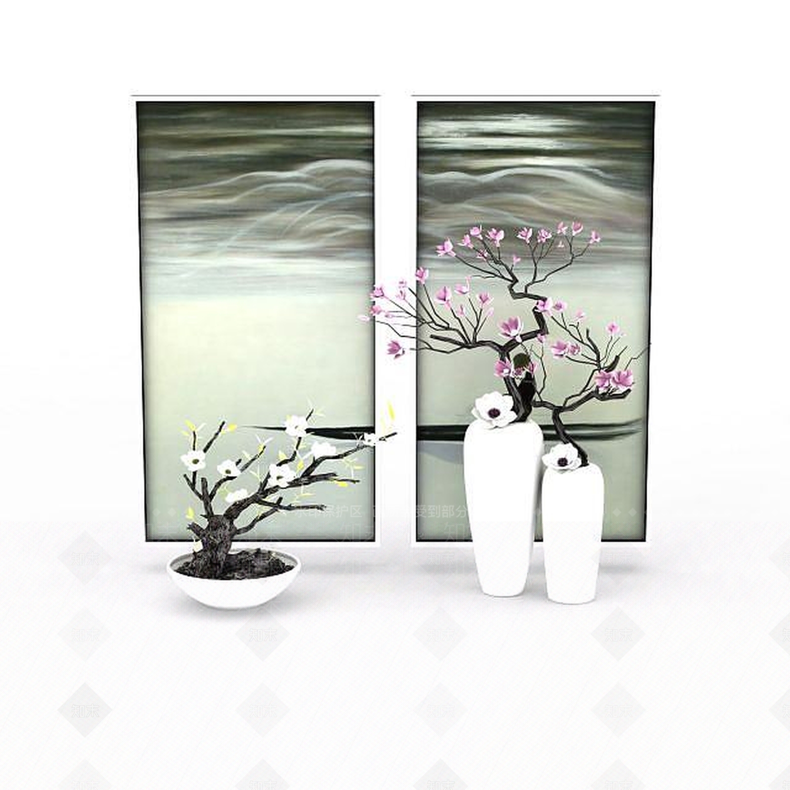 现代客厅陈设品3D模型下载【ID:1198212961】