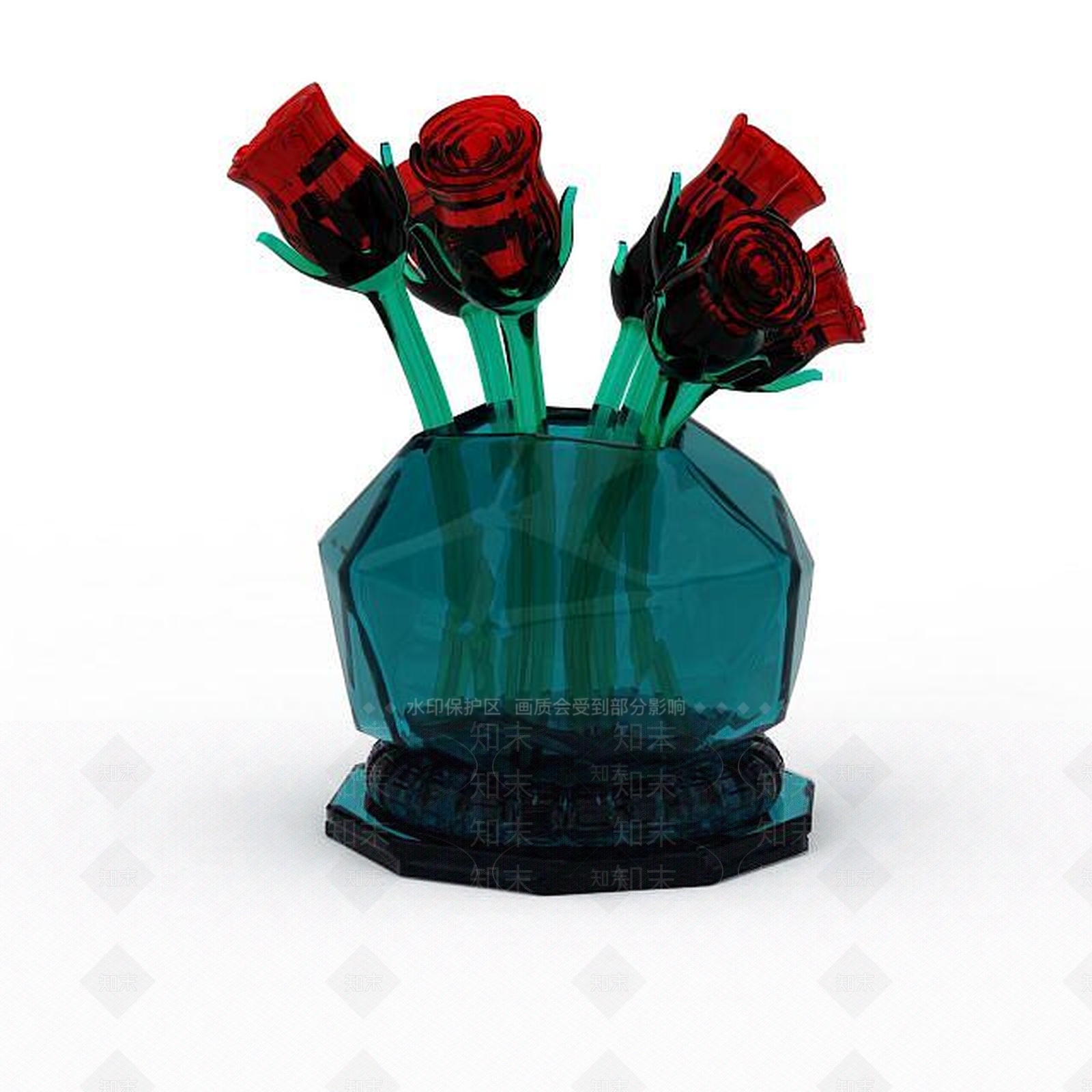 现代玫瑰插花3D模型下载【ID:1198216767】