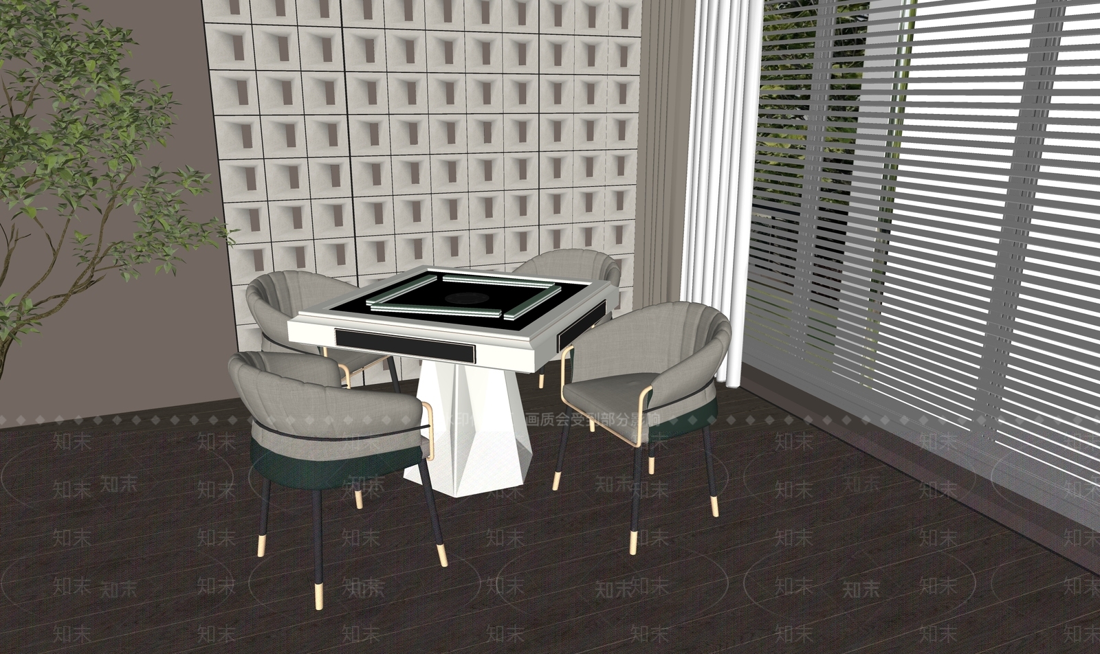 现代休闲桌椅SU模型下载【ID:1198217609】