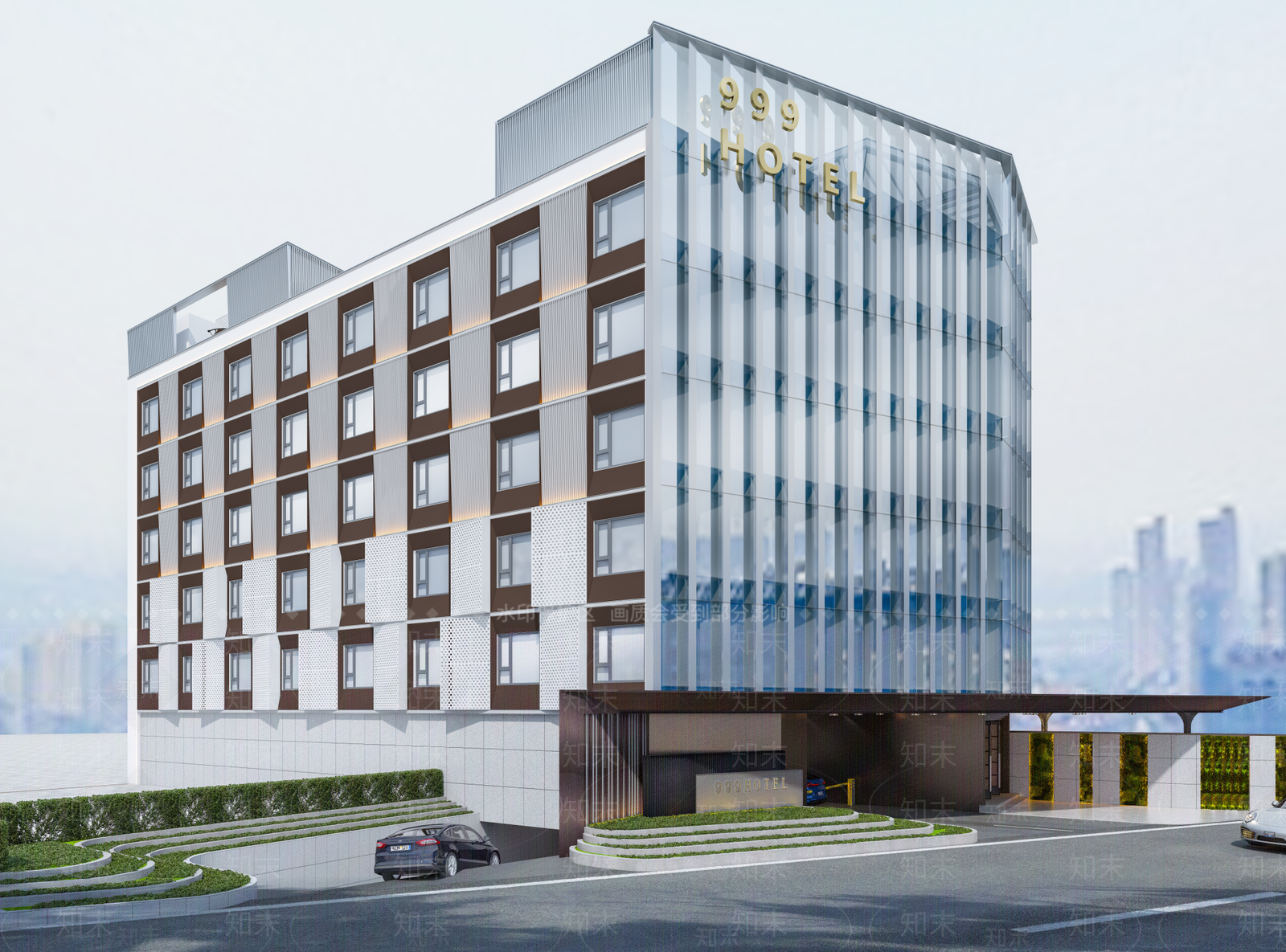 现代轻奢酒店外观3D模型下载【ID:1198218450】