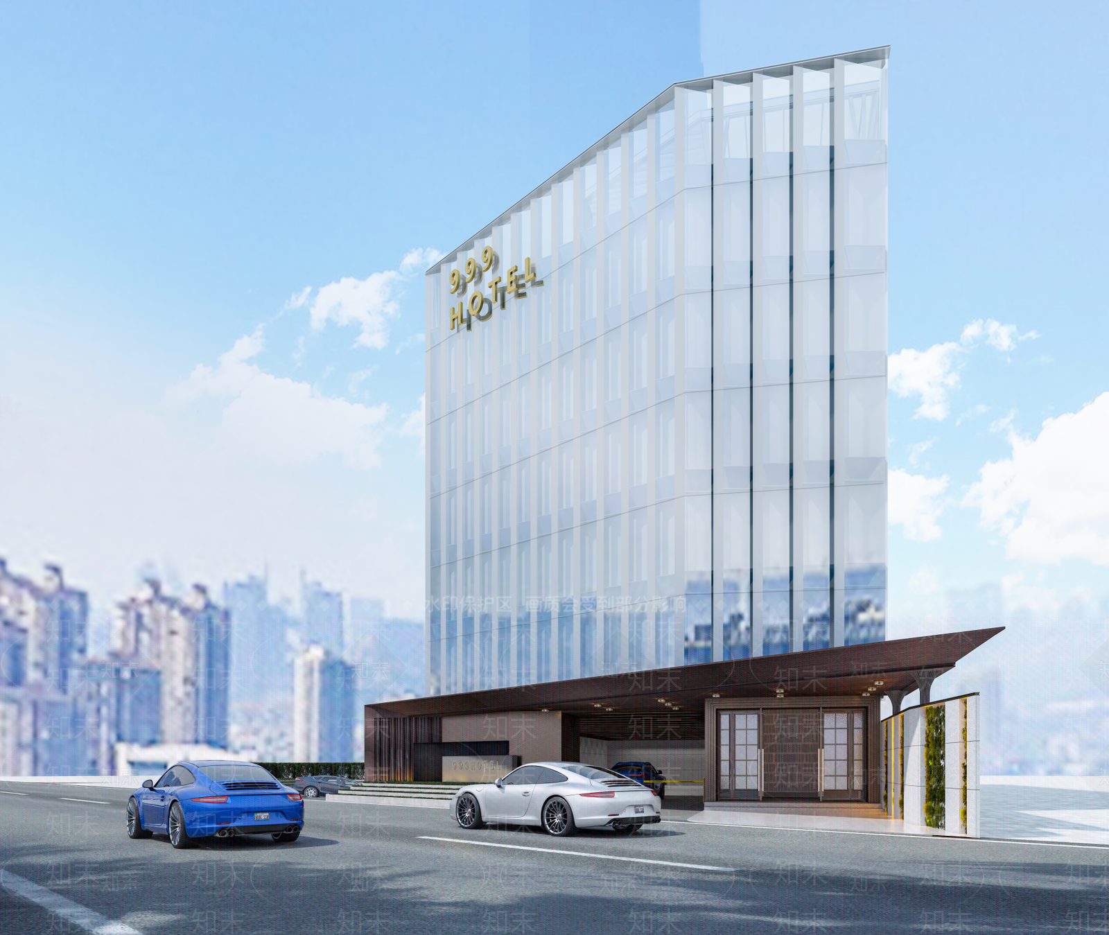 现代轻奢酒店外观3D模型下载【ID:1198218450】
