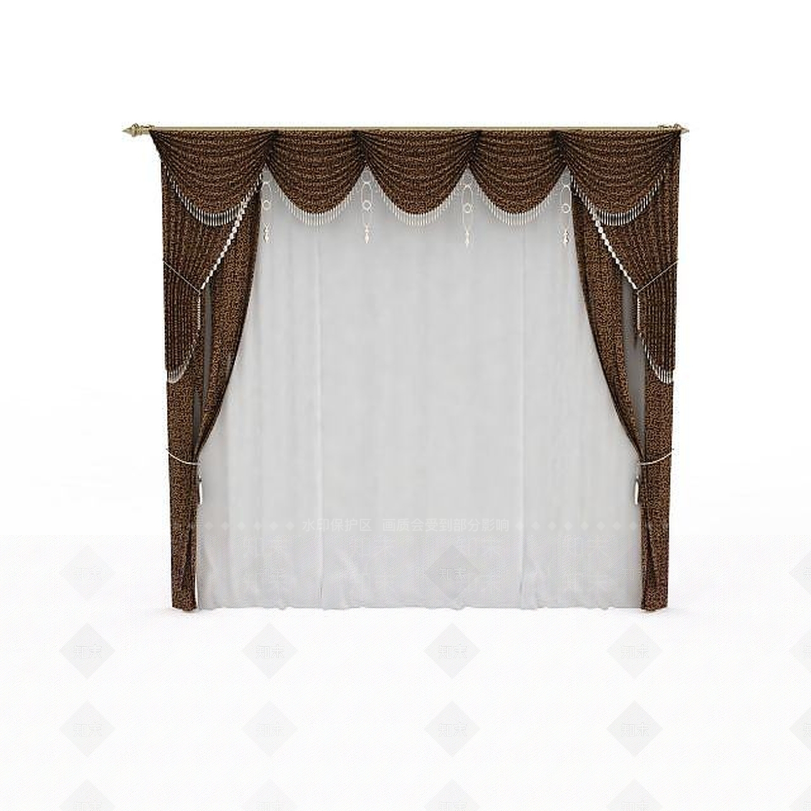 简欧风格窗帘3D模型下载【ID:1198218227】
