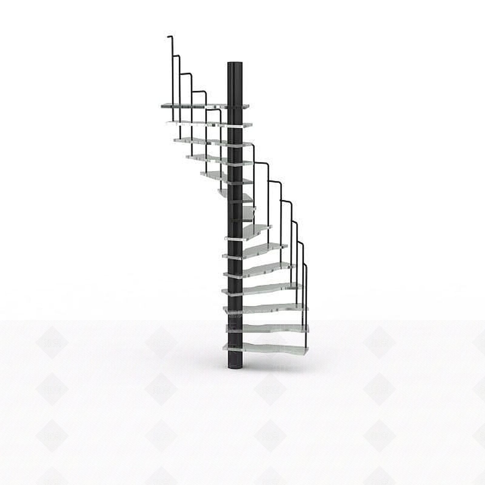 现代简易旋转楼梯3D模型下载【ID:1198219644】