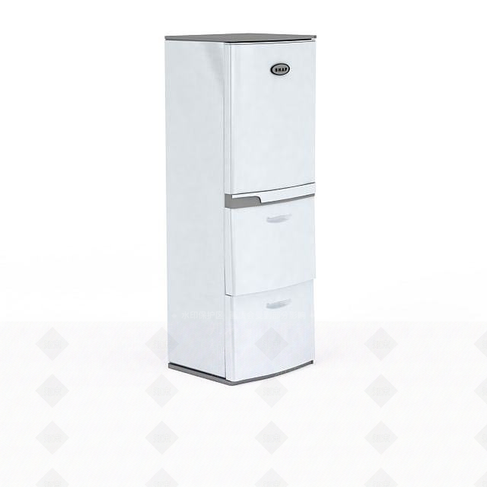 现代三层冰箱3D模型下载【ID:1198220742】