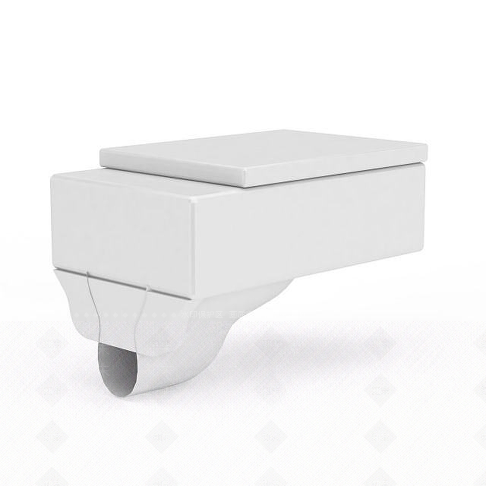 现代白色陶瓷方形马桶3D模型下载【ID:1198223797】