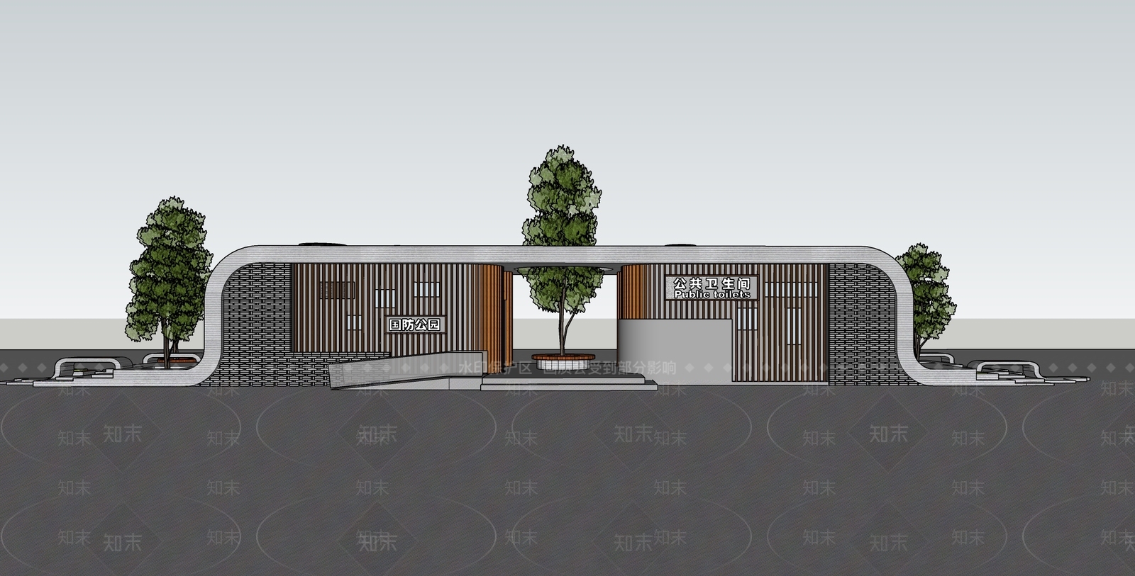 新中式现代小公建SU模型下载【ID:1198224929】