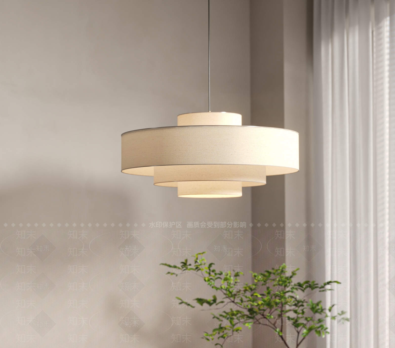 侘寂日式客厅吊灯SU模型下载【ID:1198225375】