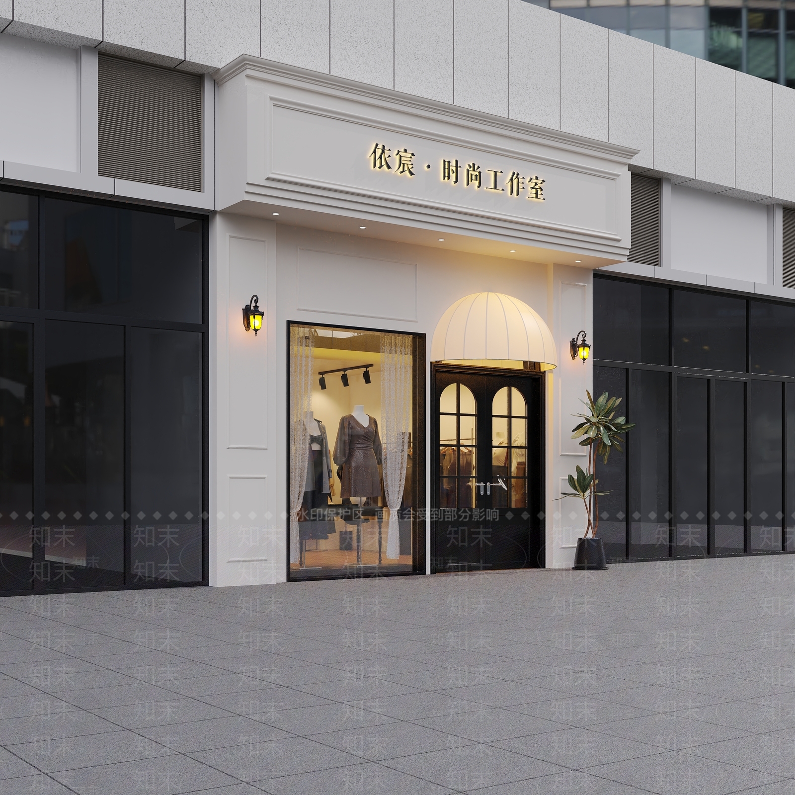 法式奶油服装店3D模型下载【ID:1198226242】