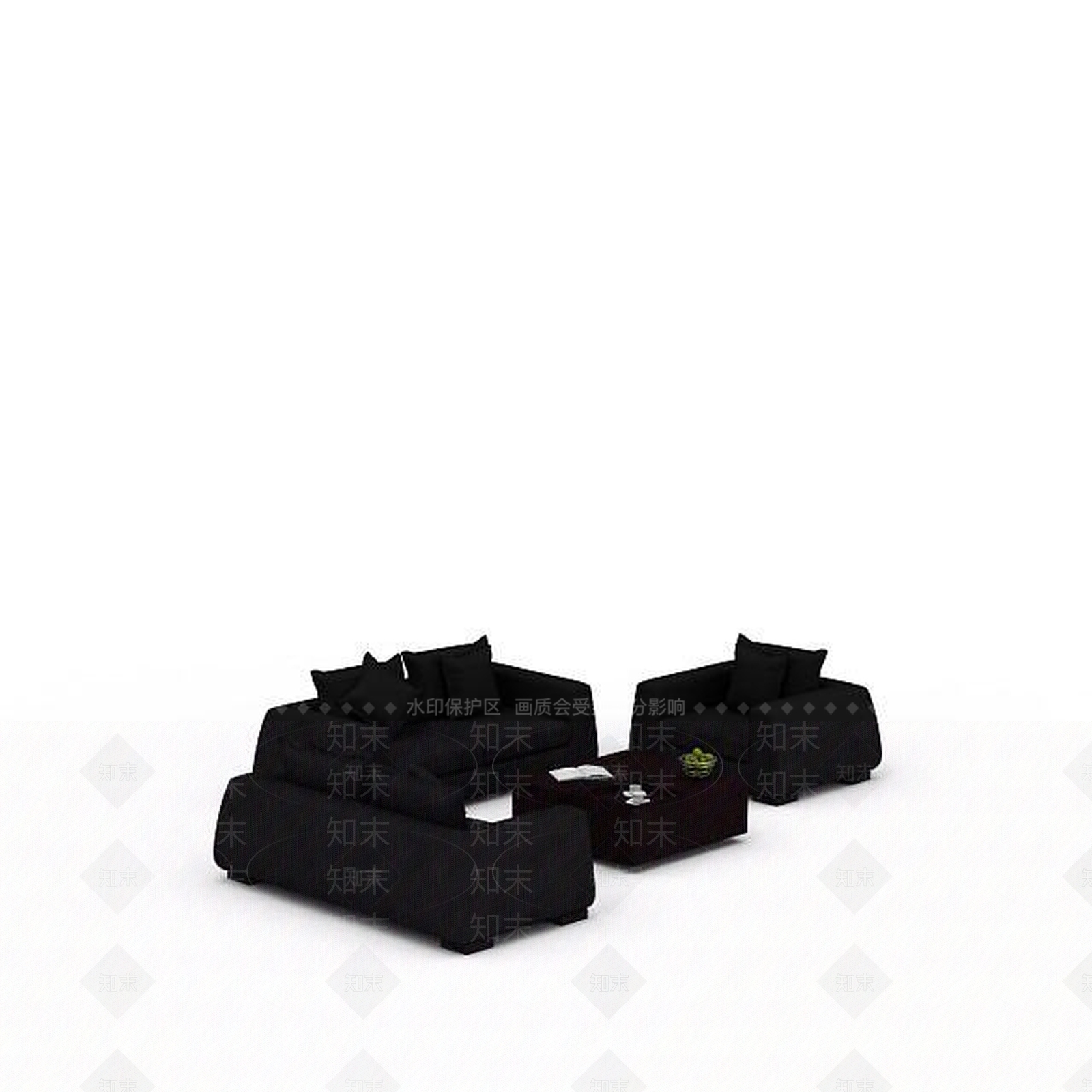 现代布艺沙发组合3D模型下载【ID:1198227360】