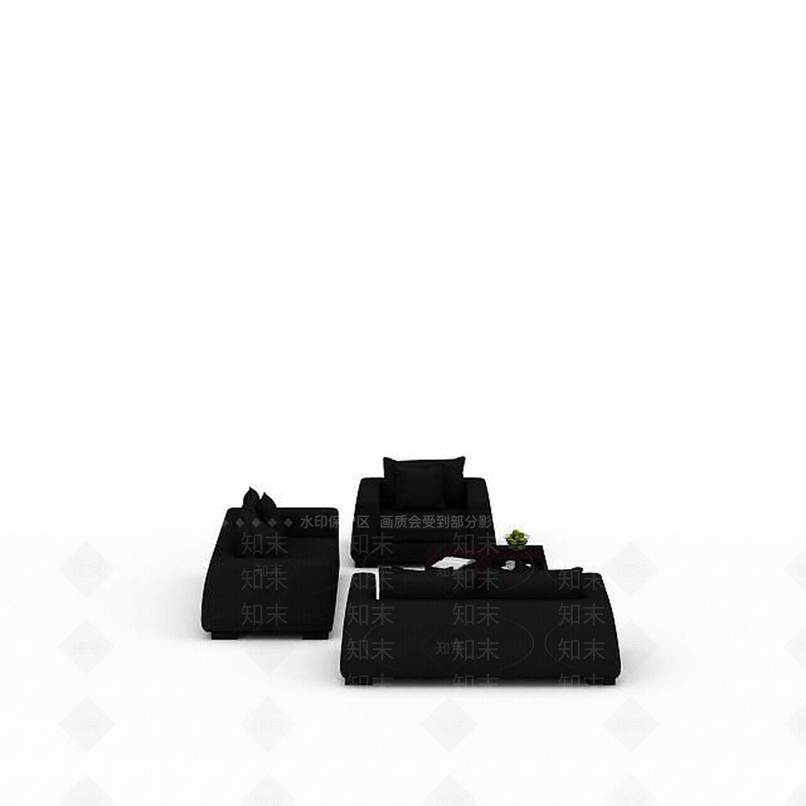 现代布艺沙发组合3D模型下载【ID:1198227360】