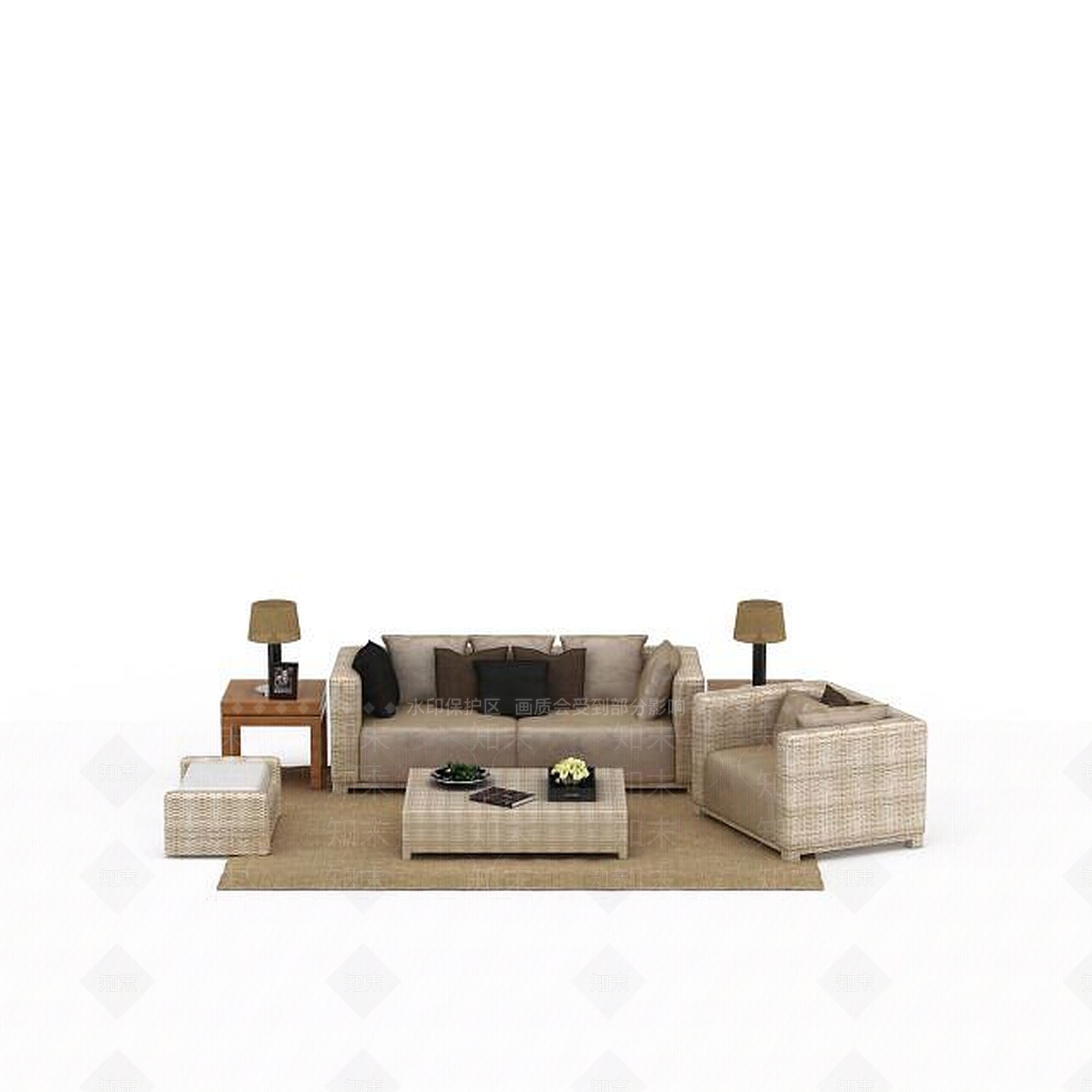 现代沙发组合3D模型下载【ID:1198227548】