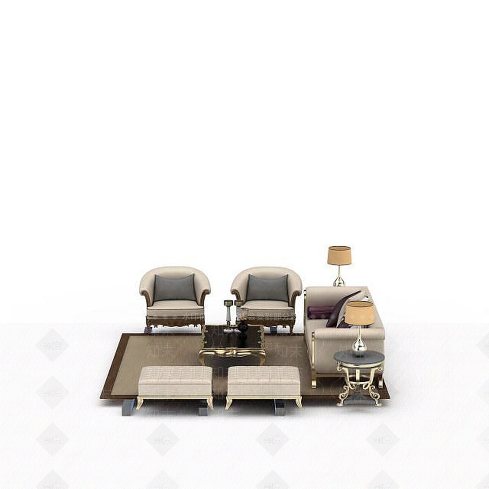 现代简约风格沙发3D模型下载【ID:1198227802】