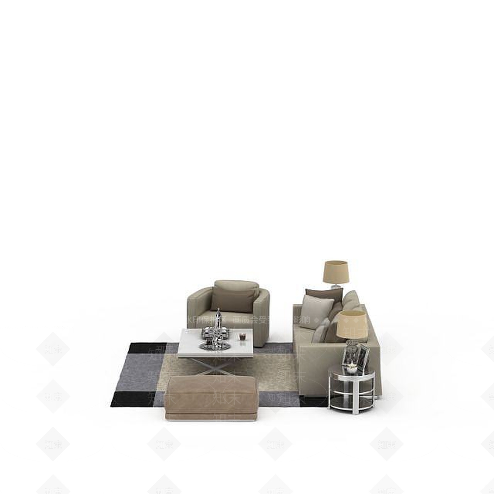 现代客厅休闲沙发组合3D模型下载【ID:1198228944】